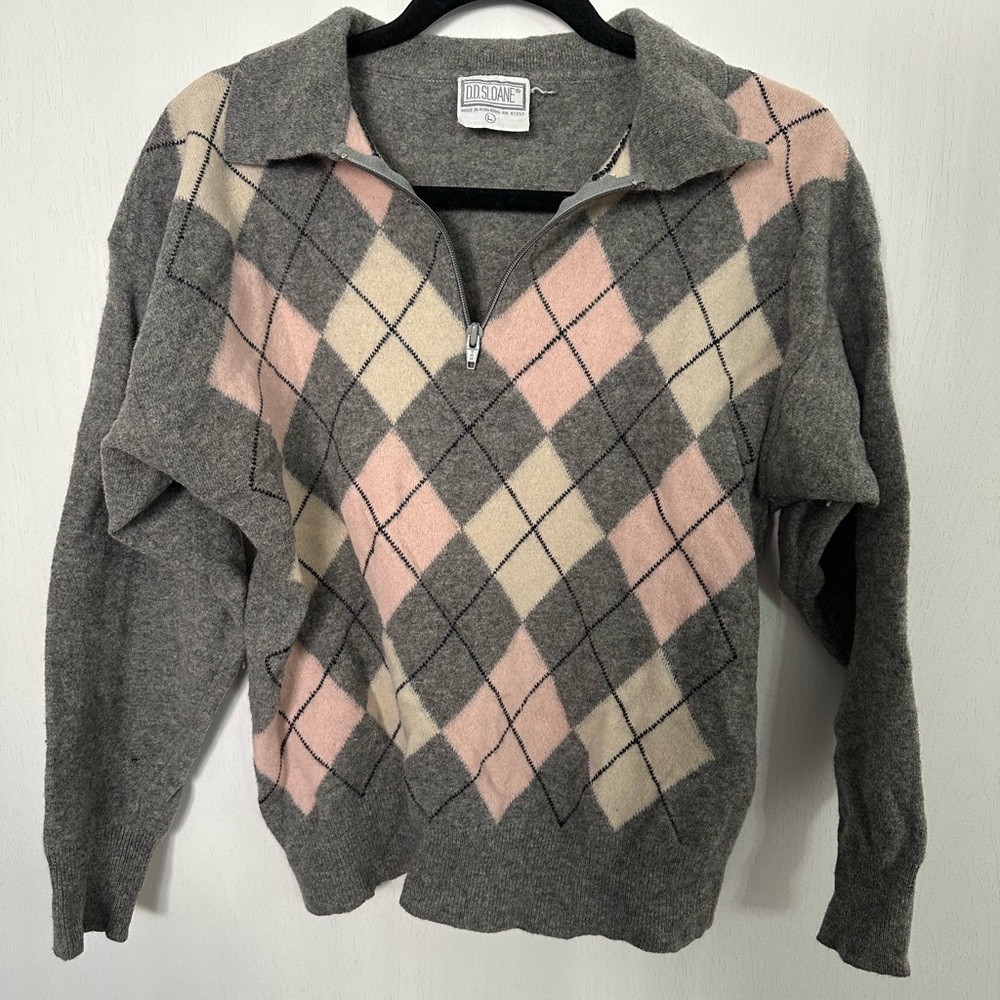 Vintage D.D. Sloane Collared Quarter-zip Wool Sweater